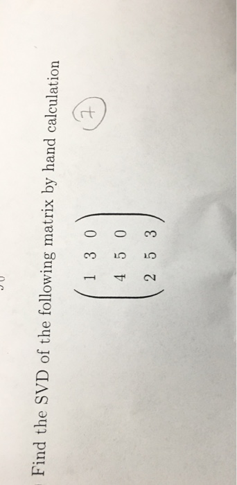 Solved Find The Svd Of The Following Matrix By Hand Chegg Com