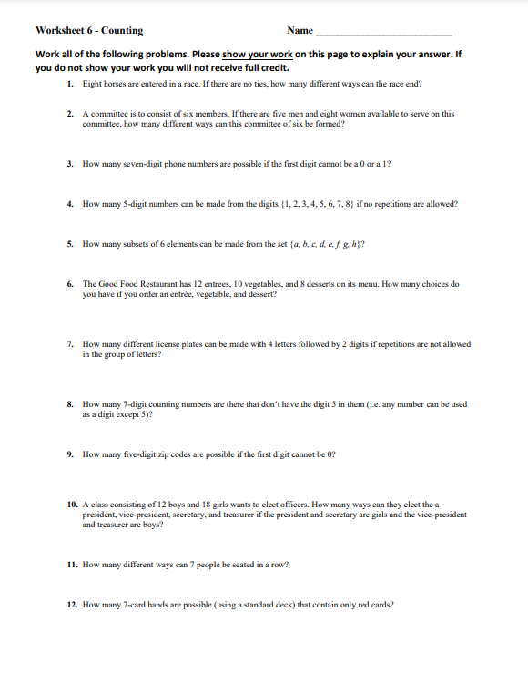 Solved k all of the following problems. Please show your | Chegg.com