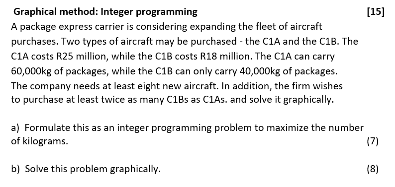 Solved [15] Graphical method: Integer programming A package | Chegg.com