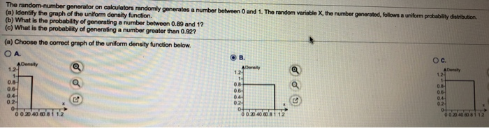 Solved (a) Identify the graph of the uniform density | Chegg.com