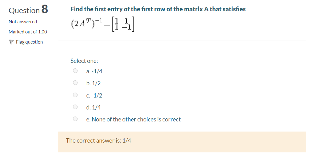 Solved Question 8 Find the first entry of the first row of Chegg