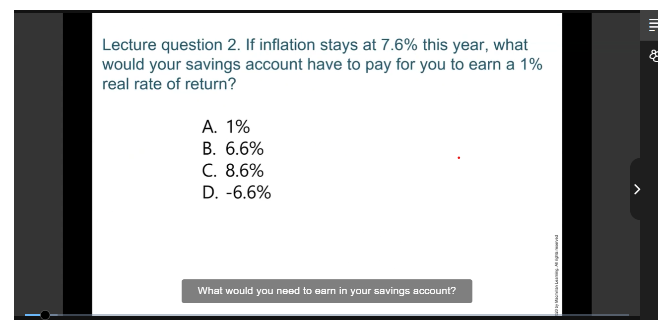 Solved Lecture Question 2. If Inflation Stays At 7.6% This | Chegg.com