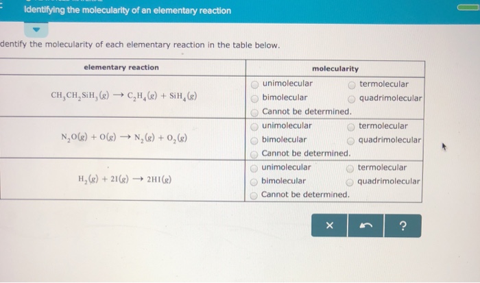 Solved Identifying the molecularity of an elementary | Chegg.com