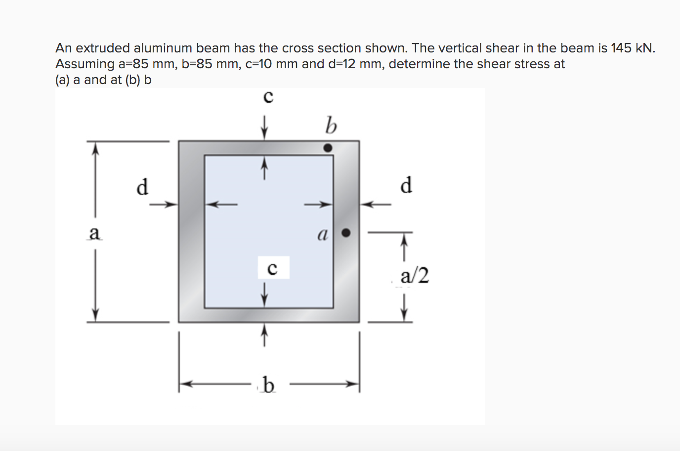 Solved An Extruded Aluminum Beam Has The Cross Section | Chegg.com