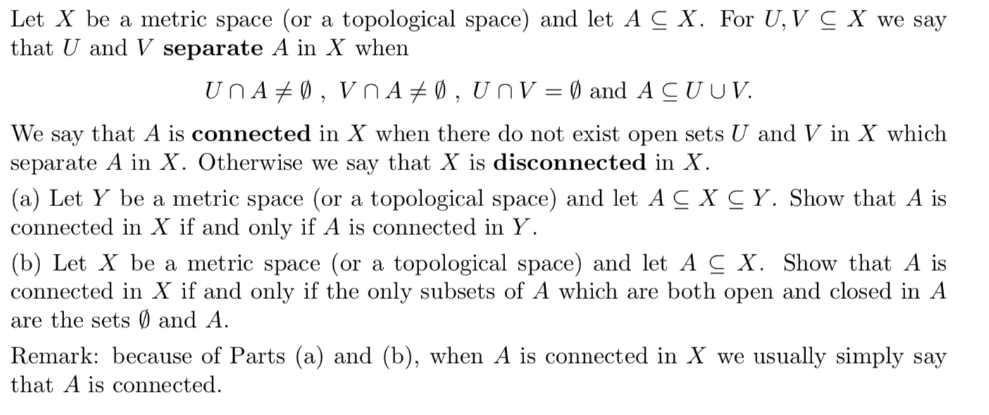 Solved Let X Be A Metric Space Or A Topological Space A Chegg Com