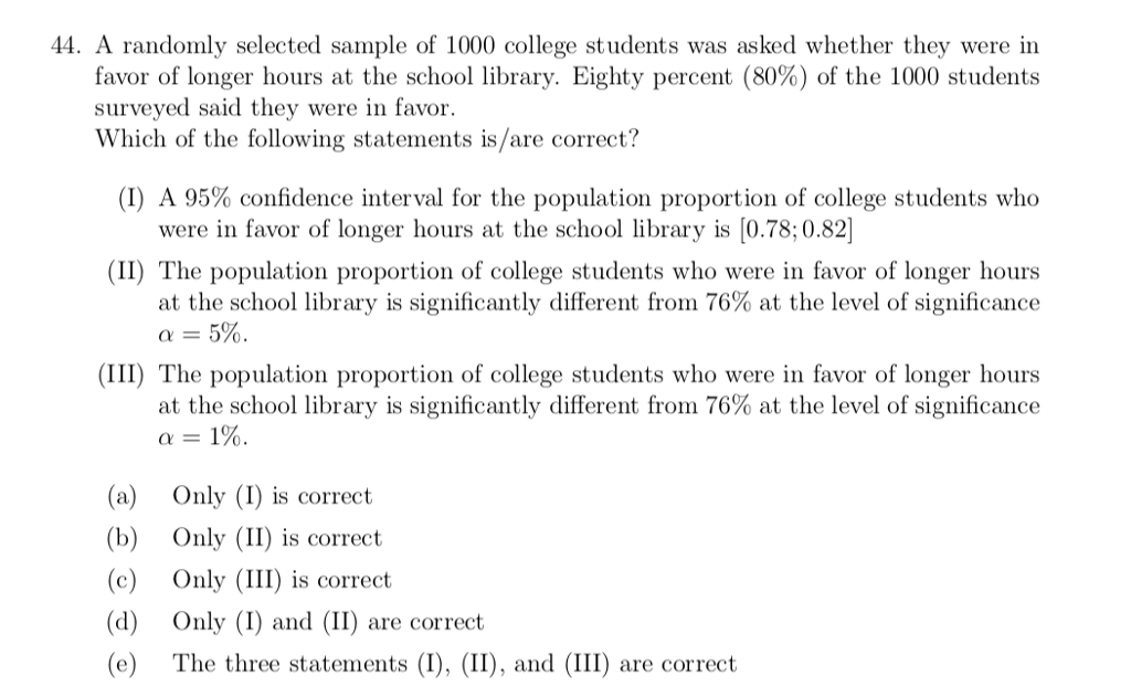 Solved 44 A Randomly Selected Sample Of 1000 College Chegg