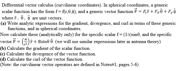 Solved Differential Vector Calculus Curvilinear Coordina Chegg Com