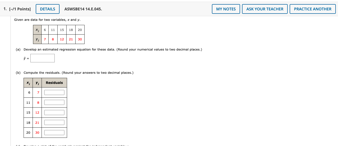 Solved 1. [-/1 Points] DETAILS ASWSBE14 14.E.045. MY NOTES | Chegg.com