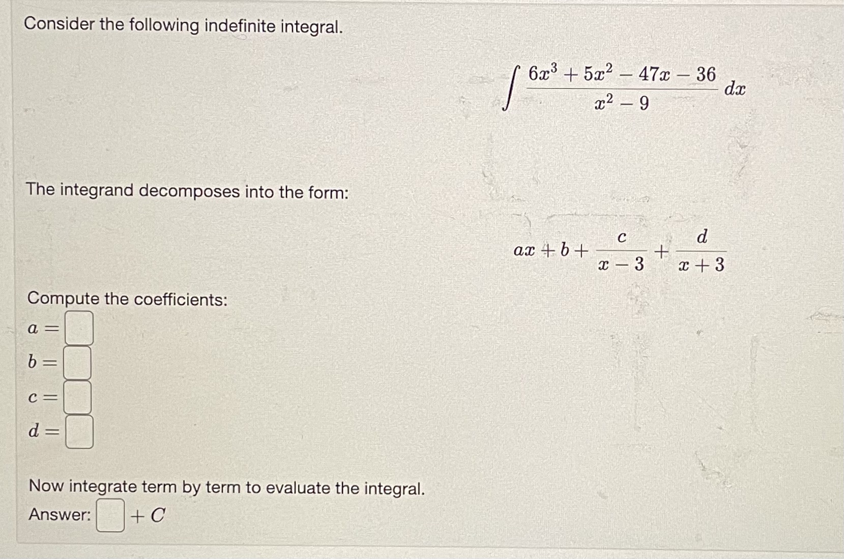 Solved Consider the following indefinite integral. | Chegg.com