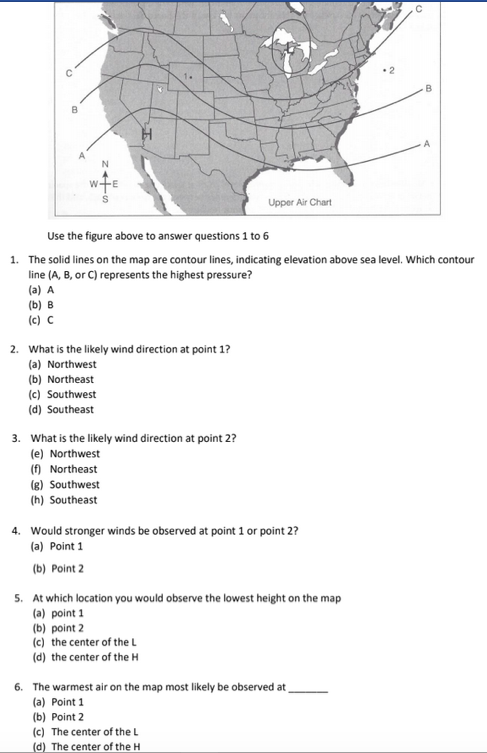 Solved W-E Upper Air Chart Use the figure above to answer | Chegg.com