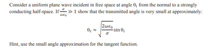 Solved Consider a uniform plane wave incident in free space | Chegg.com