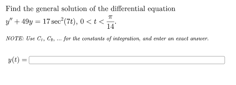 Solved Find The General Solution Of The Differential | Chegg.com