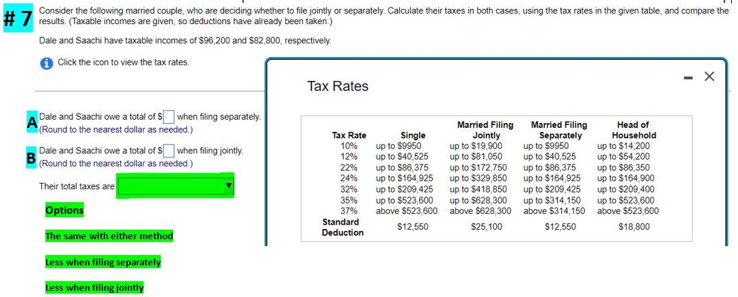 Solved results. (Taxable incomes are given, so deductions | Chegg.com