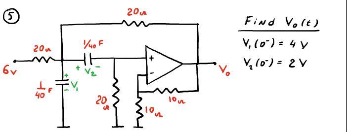 Solved V1(0−)=4V V2(0−)=2V | Chegg.com