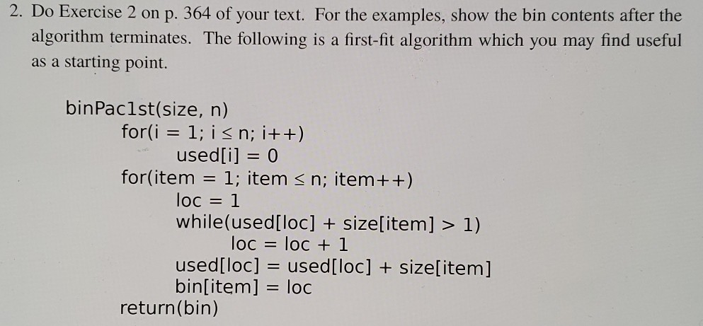 Solved 2. Do Exercise 2 on p. 364 of your text. For the | Chegg.com