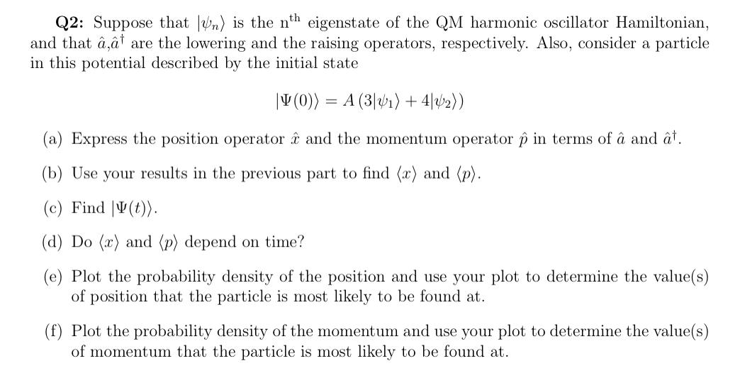 Solved Q2 Suppose That Un Is The Nth Eigenstate Of The Chegg Com