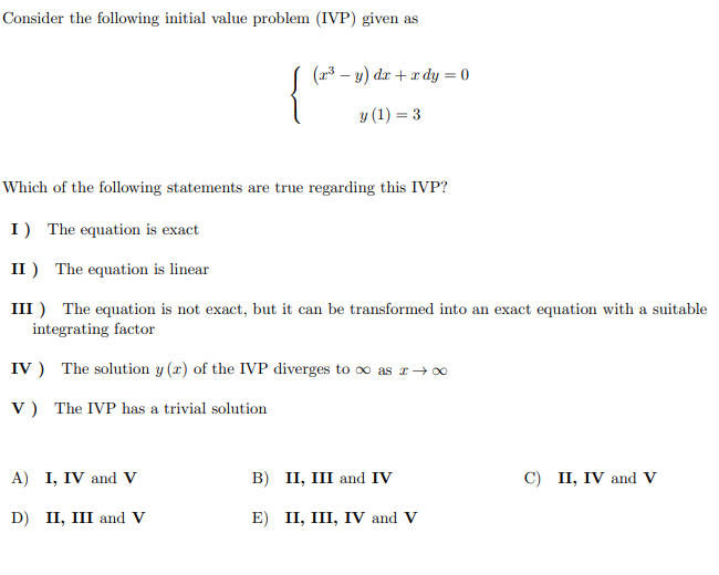 Solved Consider the following initial value problem (IVP) | Chegg.com