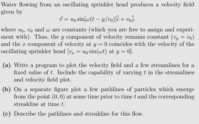 Solved Water Flowing From An Oscillating Sprinkler Head P Chegg Com