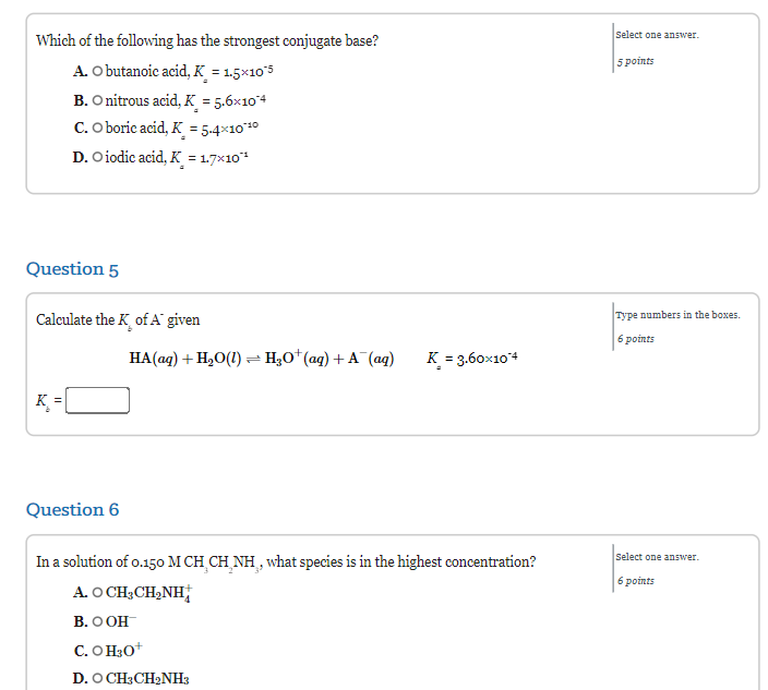 Solved Select one answer 5 points Which of the following has | Chegg.com