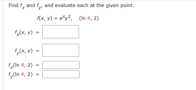 Solved Find fx and fy′ and evaluate each at the given point. | Chegg.com