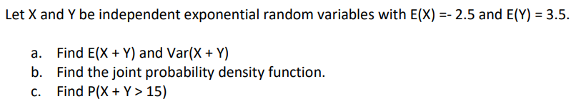 Solved Let X and Y be independent exponential random | Chegg.com