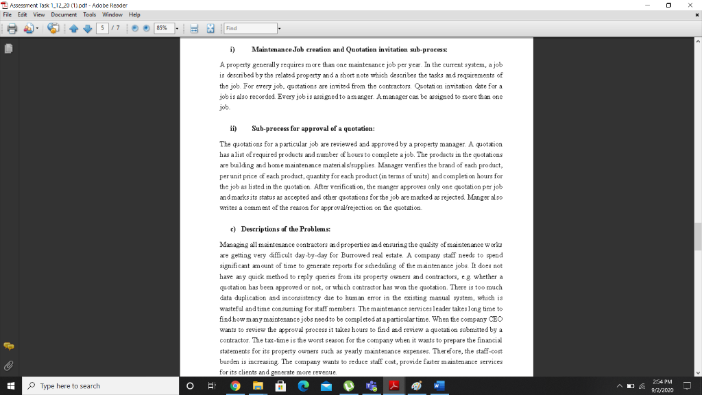 Assessment Task 112 20 1 pdf Adobe Reader File Edit View Document