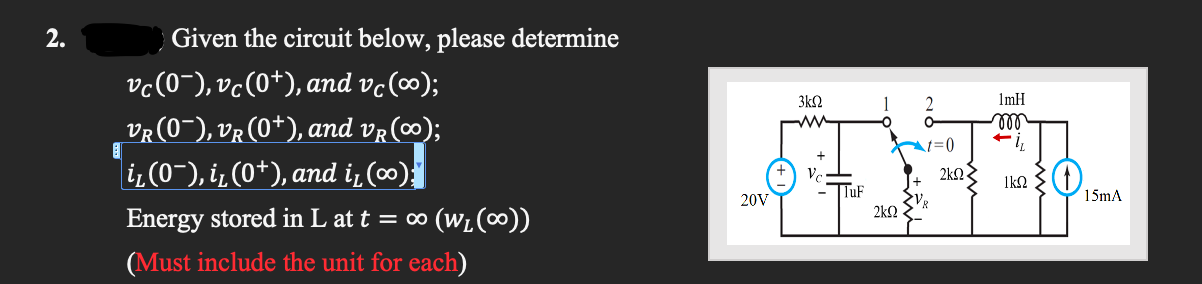 Solved Given the circuit below, please determine | Chegg.com