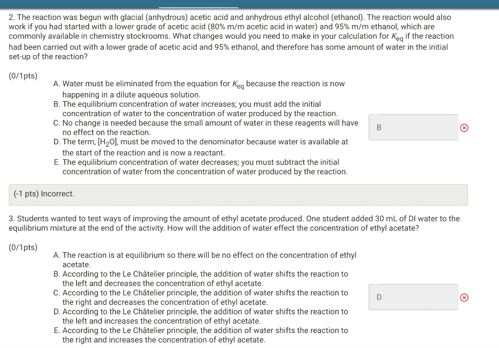 Solved 2. The reaction was begun with glacial (anhydrous)
