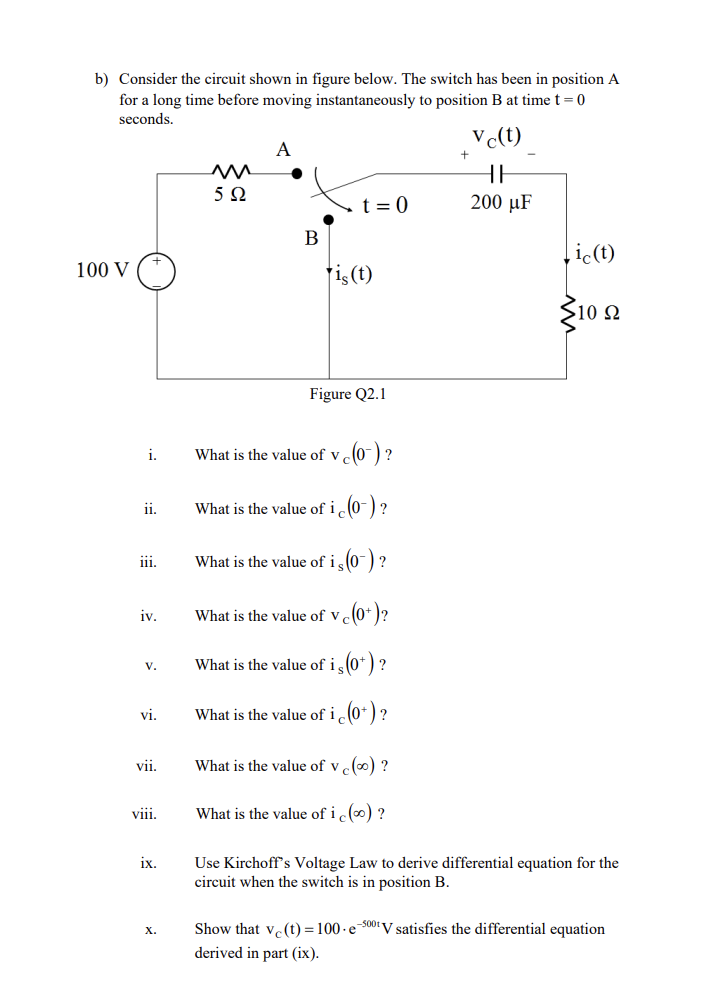 Solved B) Consider The Circuit Shown In Figure Below. The | Chegg.com