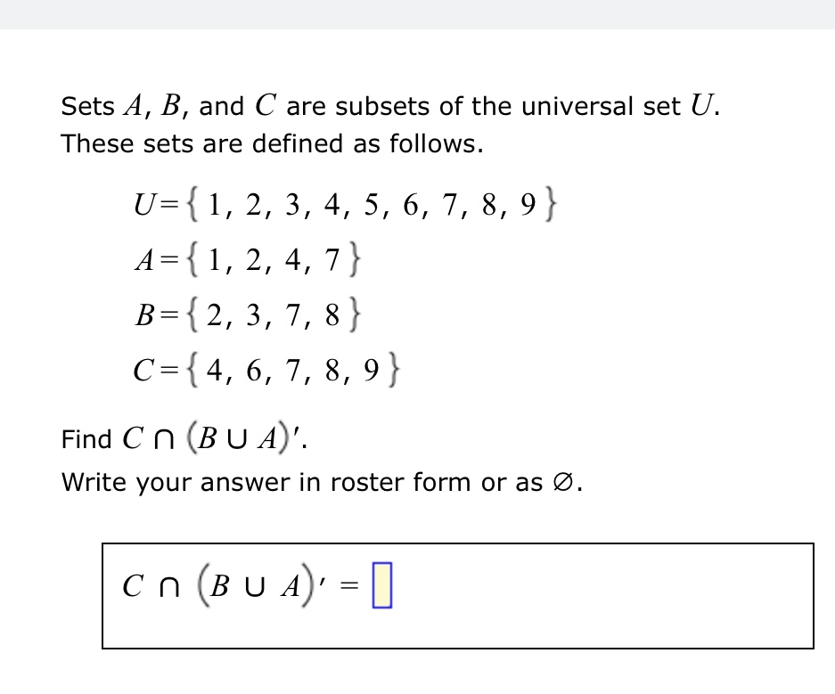 Solved Sets A,B, And C Are Subsets Of The Universal Set U. | Chegg.com