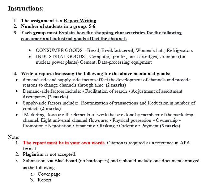 Instructions: 1. The assignment is a Report Writing. | Chegg.com