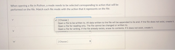 Solved When opening a file in Python, a mode needs to be | Chegg.com