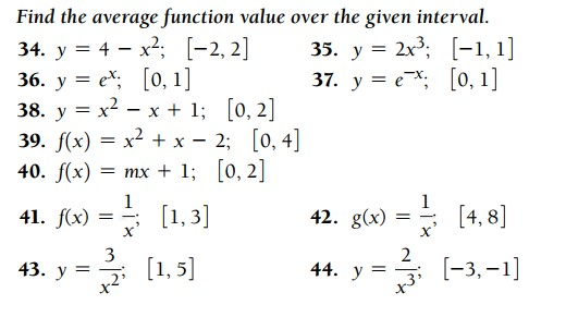 Solved Find the average function value over the given | Chegg.com