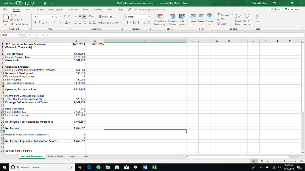 Pro forma Income Statement & Balance Sheet for | Chegg.com