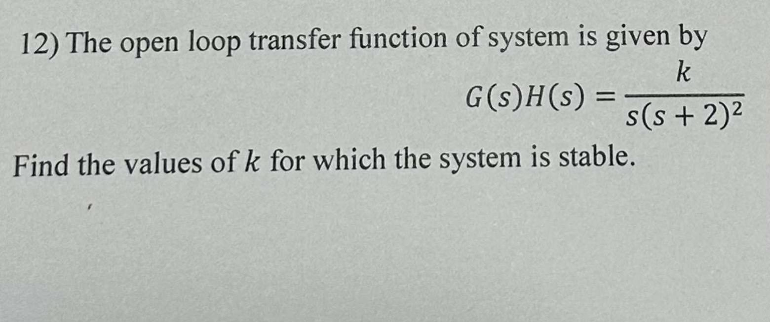 Solved The open loop transfer function of system is given | Chegg.com