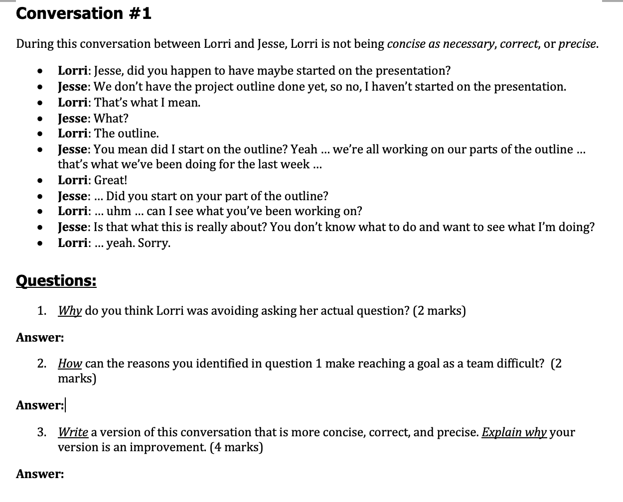 Conversation #1 During this conversation between | Chegg.com