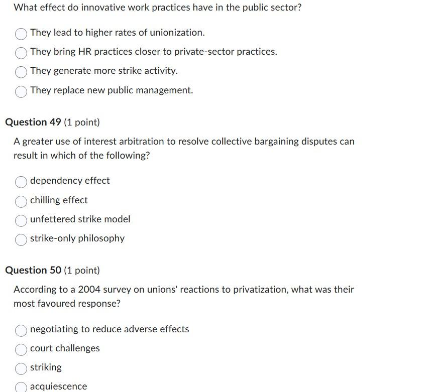 Solved What effect do innovative work practices have in the | Chegg.com