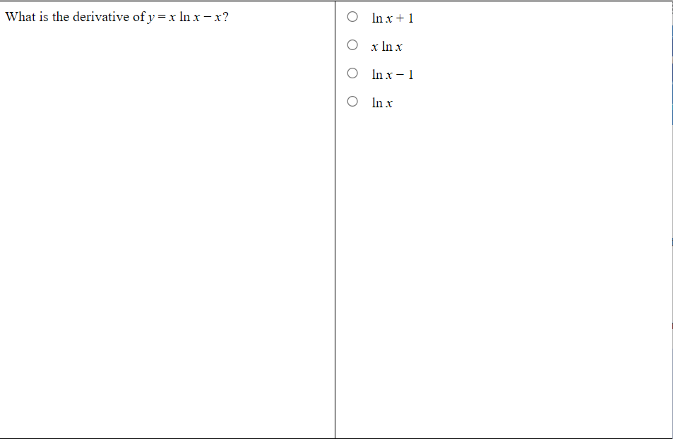 derivative of y xlnx x