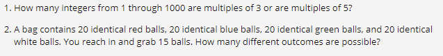 Solved 1. How many integers from 1 through 1000 are | Chegg.com
