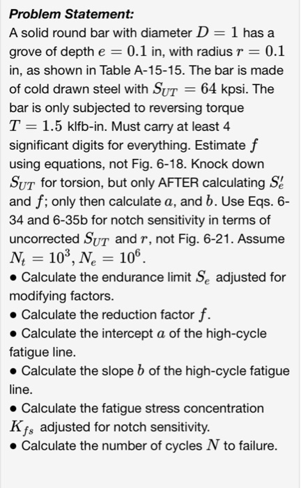 Solved Problem Statement: A solid round bar with diameter D | Chegg.com