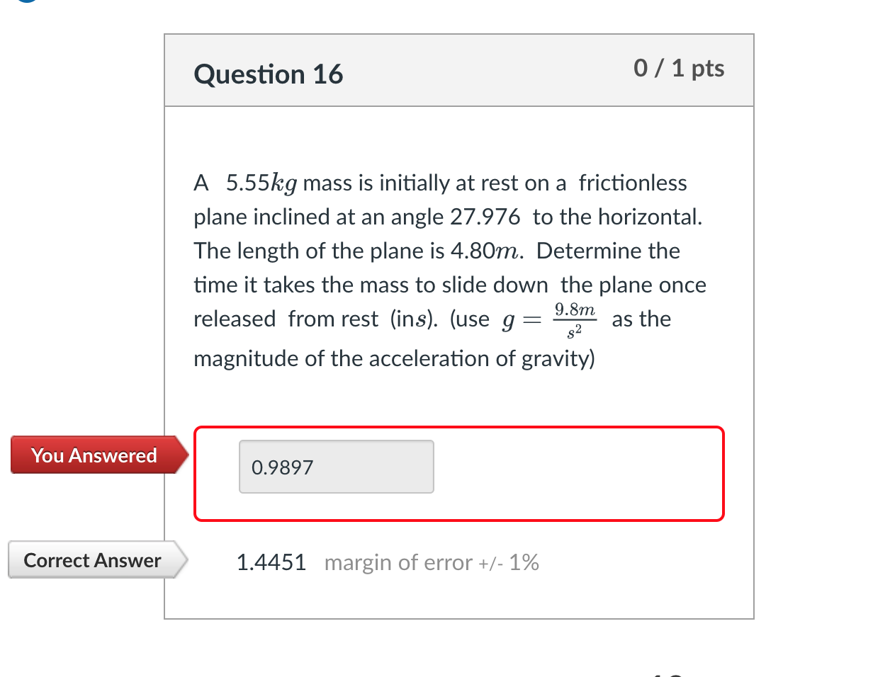 Solved A 5.55 kg mass is initially at rest on a frictionless | Chegg.com