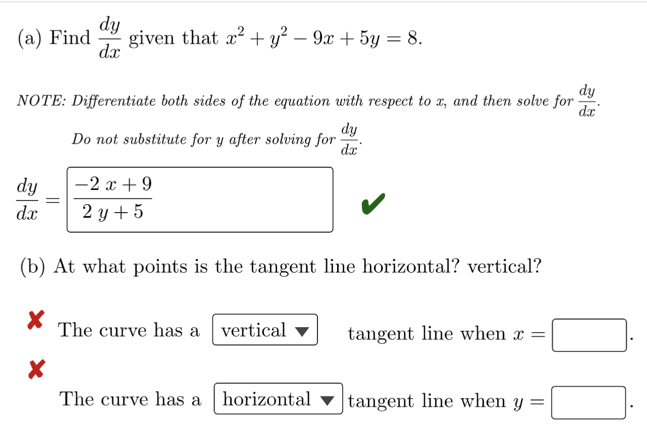 Solved A Find Frac D Y D X Given That Chegg Com