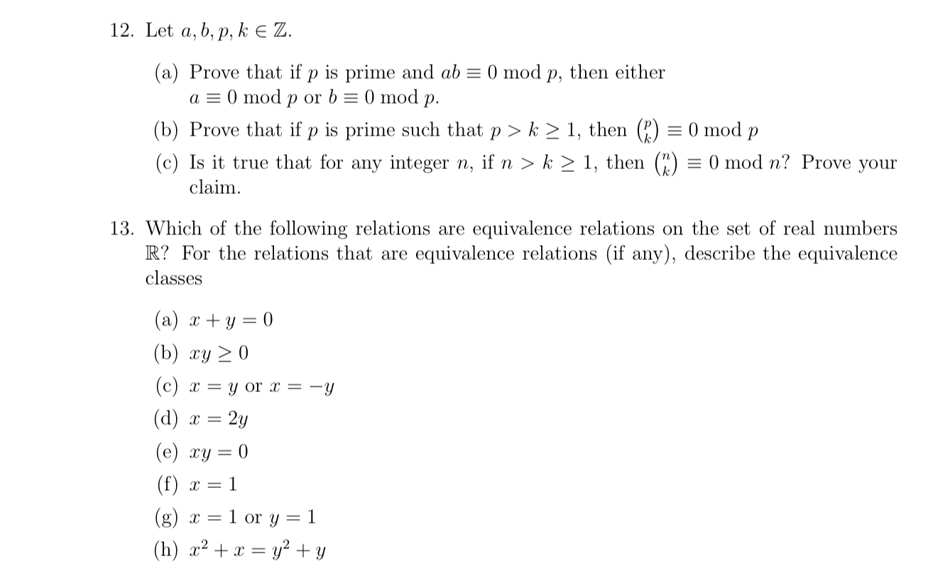 Solved 12 Let A B P K E Z A Prove That If P Is Pri Chegg Com