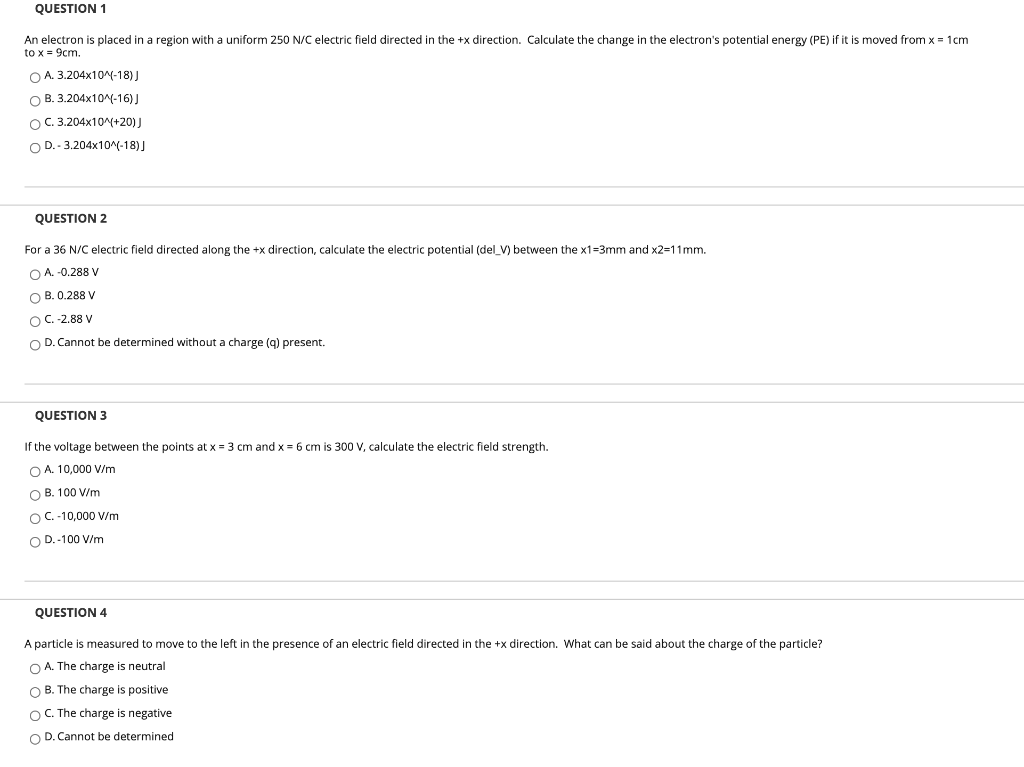 Solved 1 An Electron Is Placed In A Region With A Unifor Chegg Com