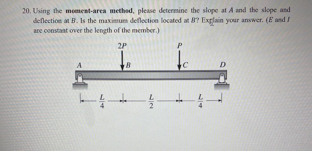 Solved 20. Using The Moment-area Method, Please Determine | Chegg.com