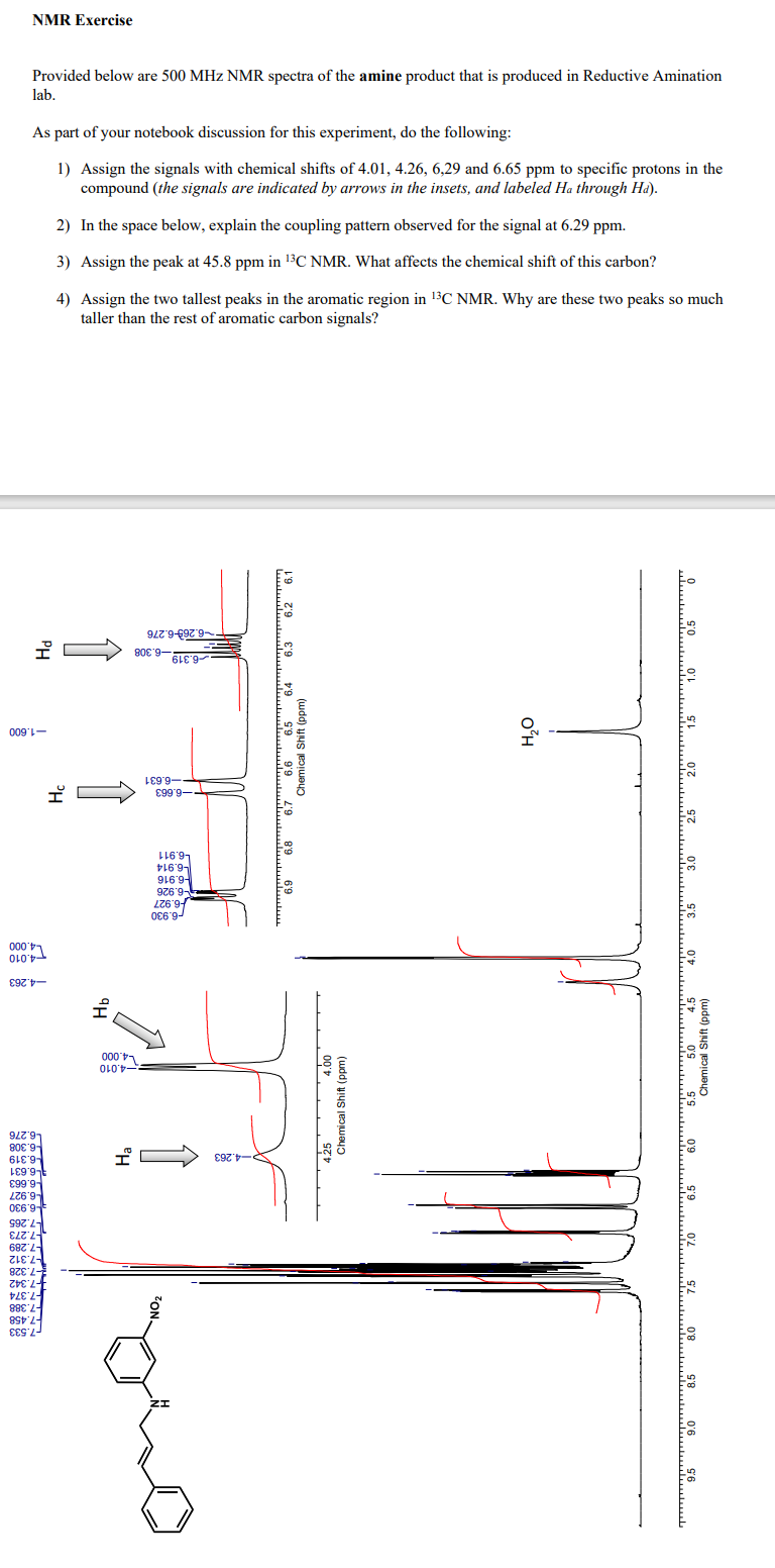 Solved NMR Exercise Provided below are 500MHz NMR spectra of