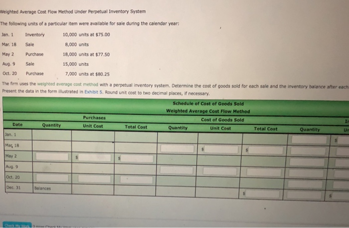 Solved Weighted Average Cost Flow Method Under Perpetual | Chegg.com