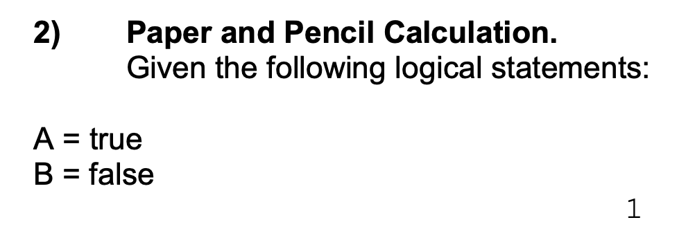 Solved 2) Paper and Pencil Calculation. Given the following | Chegg.com