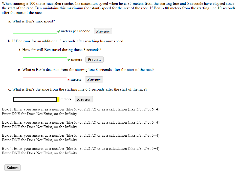 Solved When Running A 100 Meter Race Ben Reaches His Maximum | Chegg.com