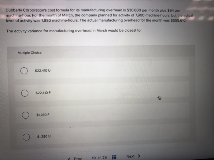 Solved Dubberly Corporation's cost formula for its